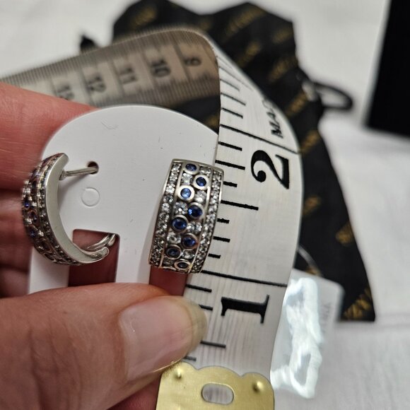 Suzy Levian Blue Sapphire & Diamond in Sterling Silver Earrings - NWOT - Picture 3 of 6